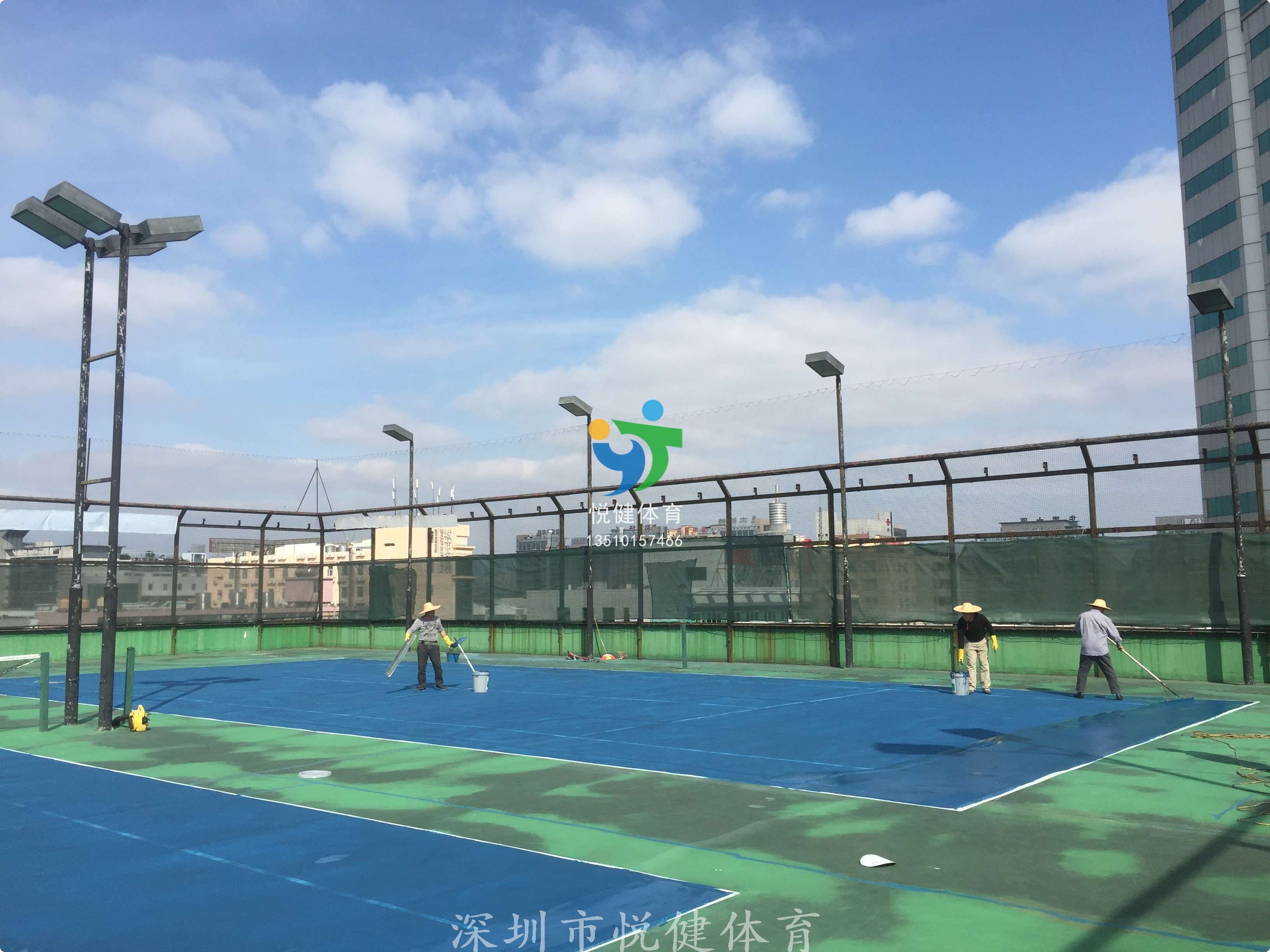 银城酒店,深圳市悦健体育,网球场建设,网球场翻新