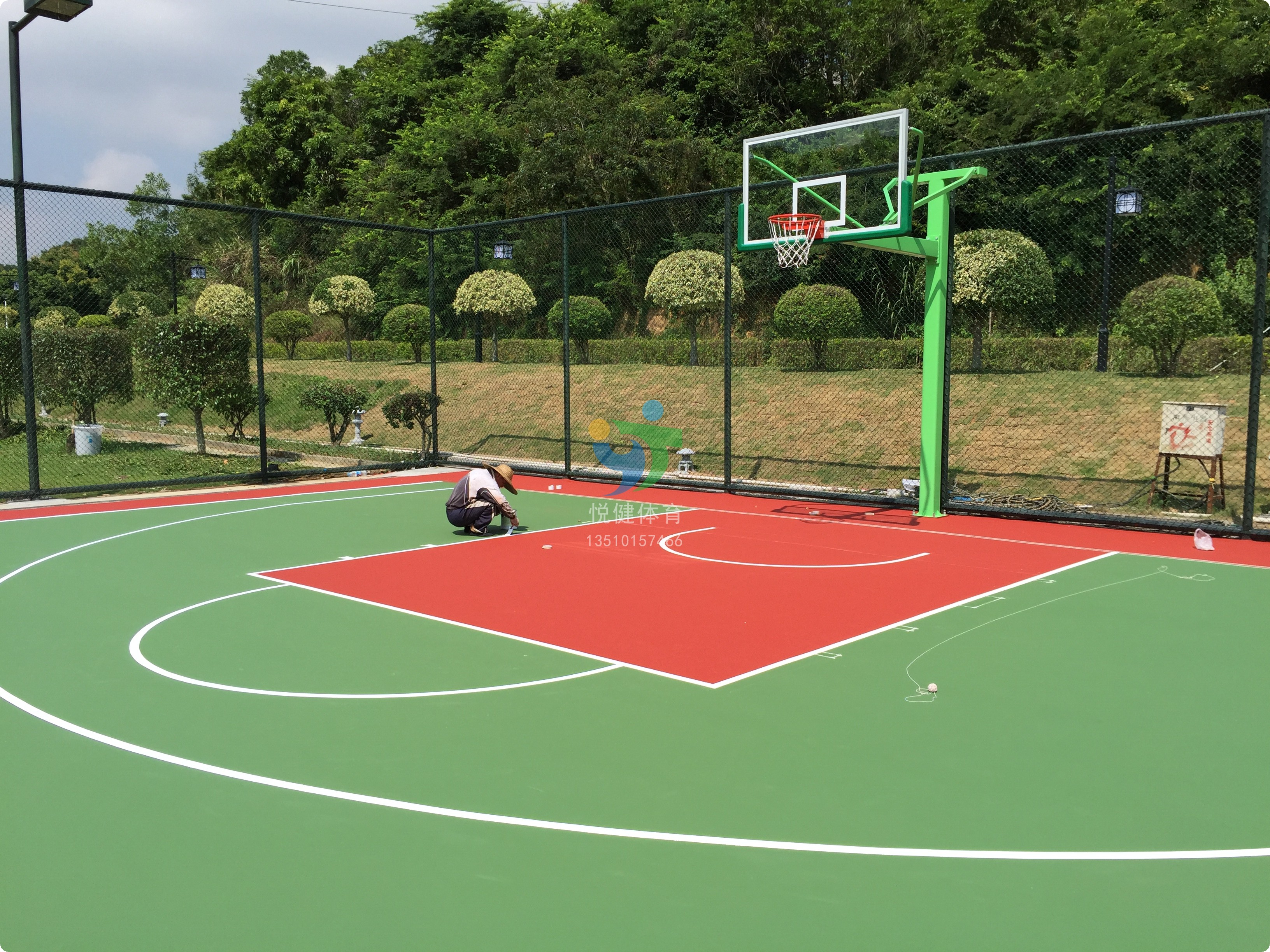 本焕学院,篮球场,深圳市悦健体育,球场施工建设,球场翻新维护
